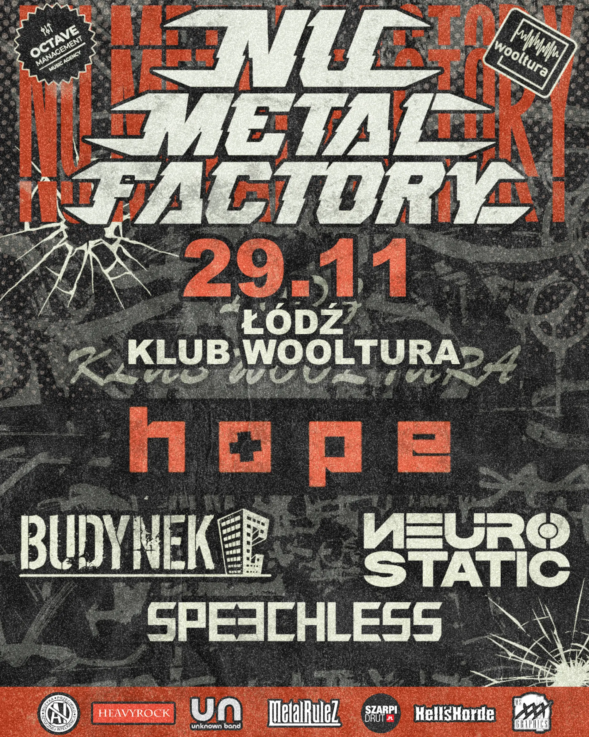 Plakat: Nu Metal Factory Tour 2026: Łódź | HOPE, Budynek C, Neurostatic, Speechless