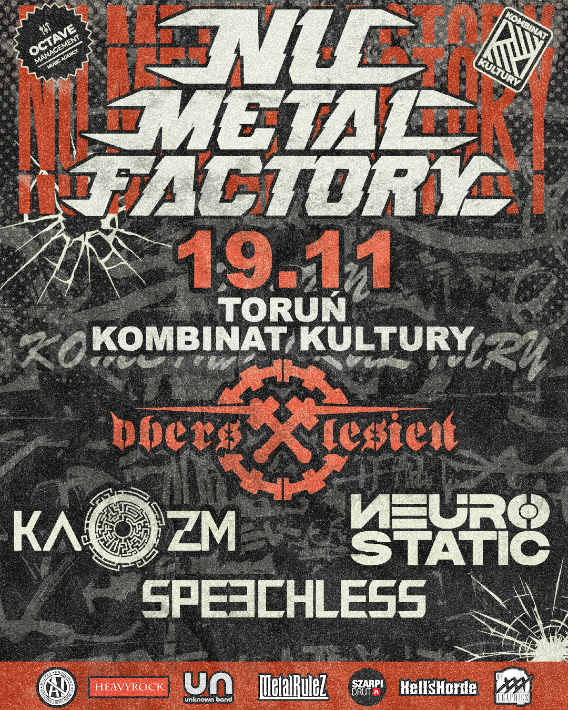 Plakat: Nu Metal Factory Tour 2026: Toruń | Obershlesien, Kaozm, Neurostatic, Speechless